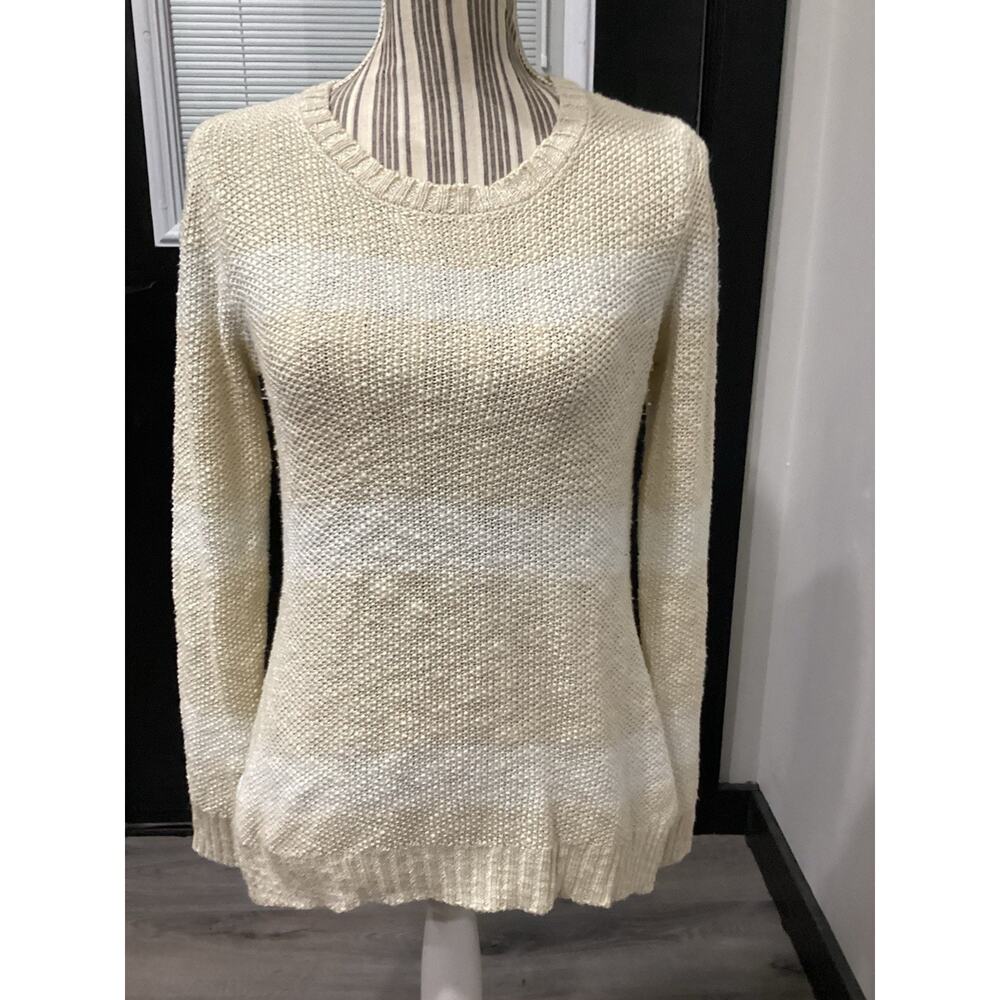 Pink Rose Cream And White Long Sleeve Sweater Size Small